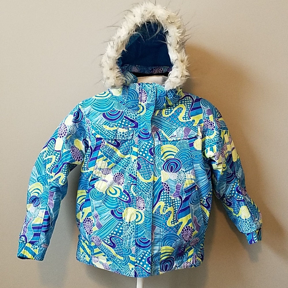 Spyder Girls Ski Jacket Coat Blue Print